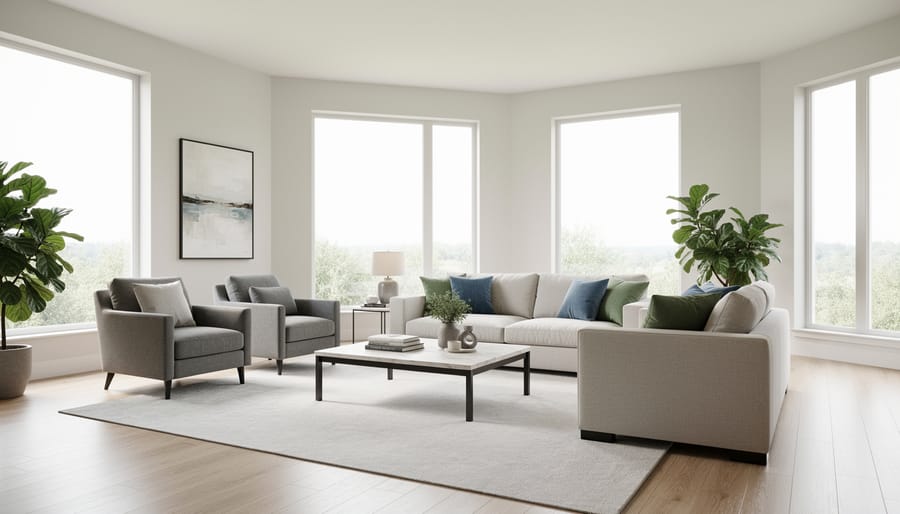 Light-colored walls brightening a small dining room